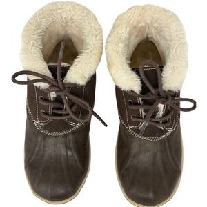 Minnetonka Tega Duck Boots Faux Fur Lined‎ Ankle Booties Size 6